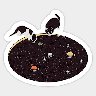 Cat in the pond universe Sticker